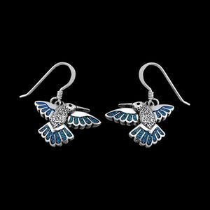 Hummingbird Earrings • 925 Sterling Silver • Navajo Handcrafted • Native...